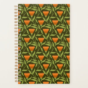 Vintage-style blue color botanical pattern planne planner