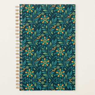 Vintage-style blue color botanical pattern planne planner
