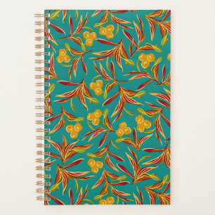 Vintage-style blue color botanical pattern planne planner
