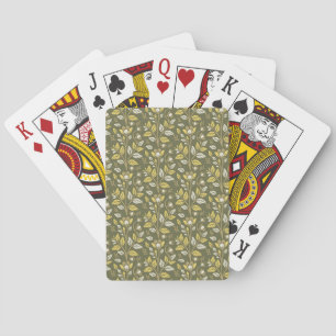 Vintage-style blue color botanical pattern poker playing cards