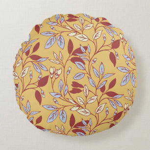 Vintage-style blue color botanical pattern  round cushion