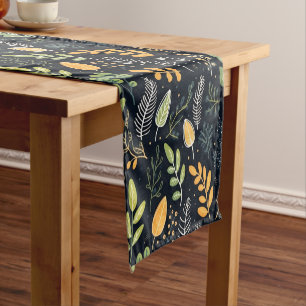 Vintage-style blue color botanical pattern  short table runner
