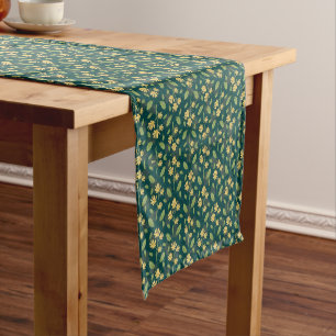 Vintage-style blue color botanical pattern  short table runner