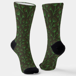 Vintage-style blue color botanical pattern socks