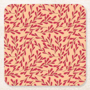 Vintage-style blue color botanical pattern square paper coaster