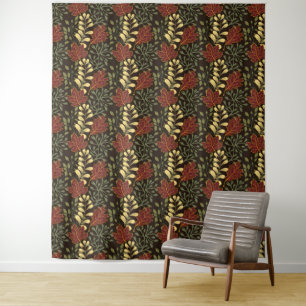 Vintage-style blue color botanical pattern tapest tapestry