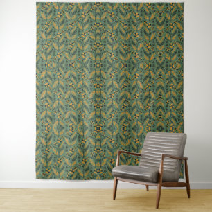 Vintage-style blue color botanical pattern tapest tapestry