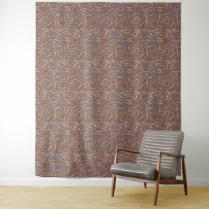 Vintage-style blue color botanical pattern  tapest tapestry