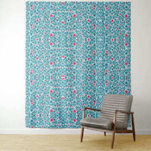 Vintage-style blue color botanical pattern tapest tapestry