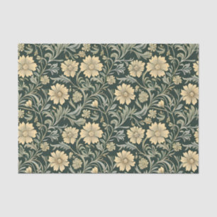 Vintage-style blue color botanical pattern  tissue paper