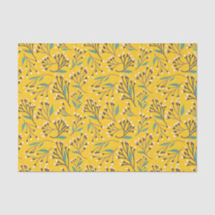 Vintage-style blue color botanical pattern tissue paper