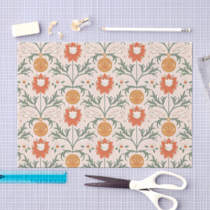 Vintage-style blue color botanical pattern tissue paper