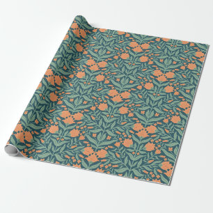 Vintage-style blue color botanical pattern wrappi wrapping paper