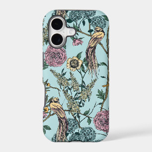 Vintage-style blue colour botanical pattern
