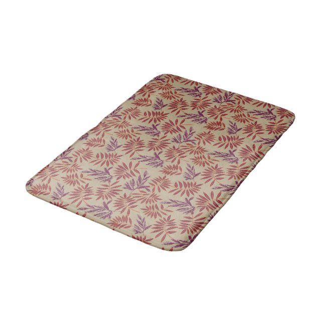 Vintage-style blue colour botanical pattern  bath  mat (Angled)