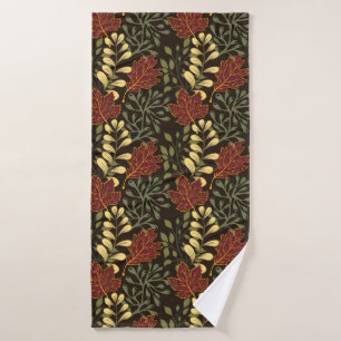 Vintage-style blue colour botanical pattern bath towel set