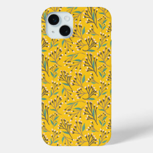 Vintage-style blue colour botanical pattern Case- iPhone 15 Mini Case