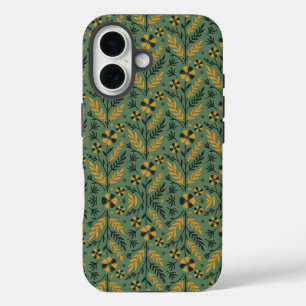 Vintage-style blue colour botanical pattern Case- iPhone 16 Case