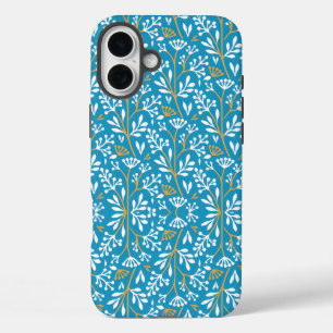 Vintage-style blue colour botanical pattern Case- iPhone 16 Plus Case
