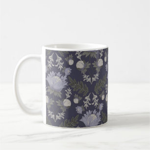 Vintage-style blue colour botanical pattern  coffe coffee mug