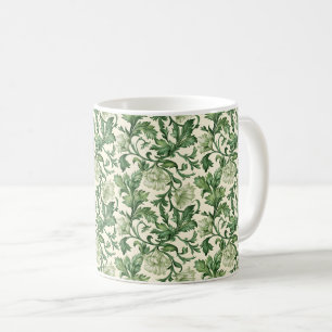 Vintage-style blue colour botanical pattern coffe coffee mug