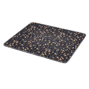 Vintage-style blue colour botanical pattern  cutti cutting board