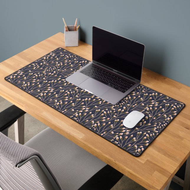 Vintage-style blue colour botanical pattern  desk  mat (Office 2)