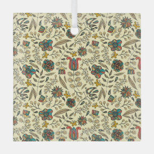 Vintage-style blue colour botanical pattern  glass tree decoration