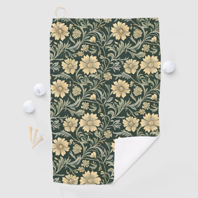 Vintage-style blue colour botanical pattern  golf  towel (InSitu)
