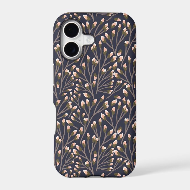 Vintage-style blue colour botanical pattern  iPhon (Back)