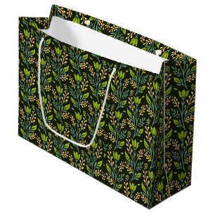 Vintage-style blue colour botanical pattern large gift bag