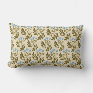 Vintage-style blue colour botanical pattern lumba lumbar cushion