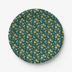 Vintage-style blue colour botanical pattern paper plate