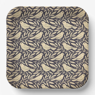 Vintage-style blue colour botanical pattern paper plate