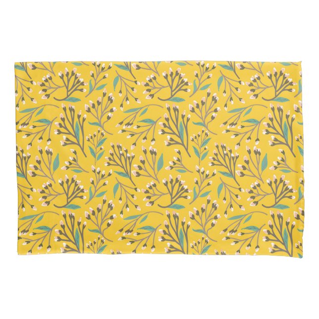 Vintage-style blue colour botanical pattern  pillo pillowcase (Front-Left)