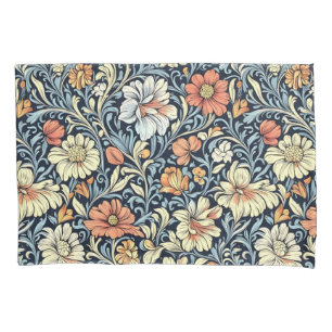 Vintage-style blue colour botanical pattern pillo pillowcase