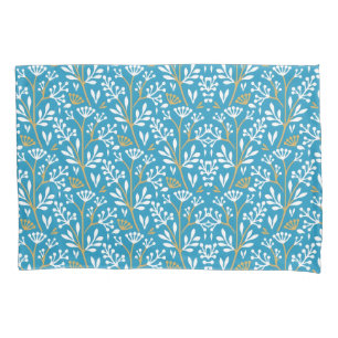 Vintage-style blue colour botanical pattern pillo pillowcase