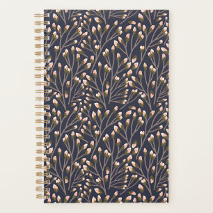 Vintage-style blue colour botanical pattern plann planner