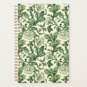 Vintage-style blue colour botanical pattern plann planner