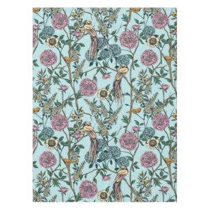 Vintage-style blue colour botanical pattern tablecloth