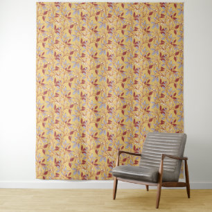 Vintage-style blue colour botanical pattern tapes tapestry