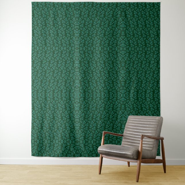 Vintage-style blue colour botanical pattern  tapes tapestry (In Situ)