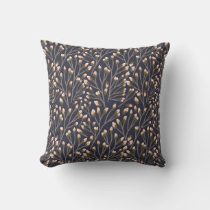 Vintage-style blue colour botanical pattern throw cushion