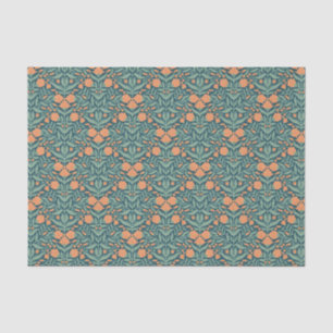 Vintage-style blue colour botanical pattern tissu tissue paper