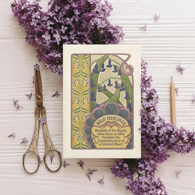 Vintage Style Bluebell Flowers- Yellow Card  (Creator Uploaded)