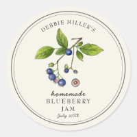 Vintage style Blueberry Jam jar on Off white