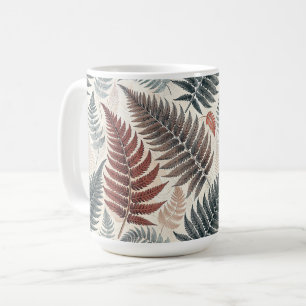Vintage-style botanical fern leaves coffee mug