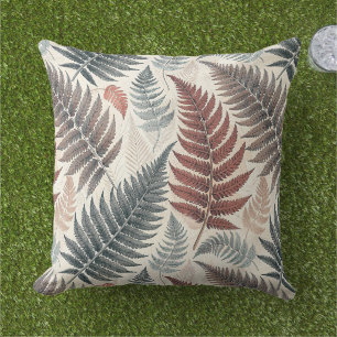 Vintage-style botanical fern leaves cushion