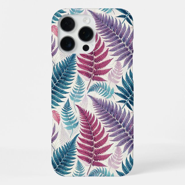 Vintage-style botanical fern leaves iPhone case (Back)