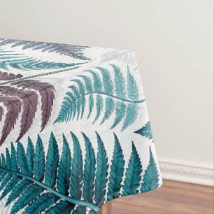 Vintage-style botanical fern leaves tablecloth
